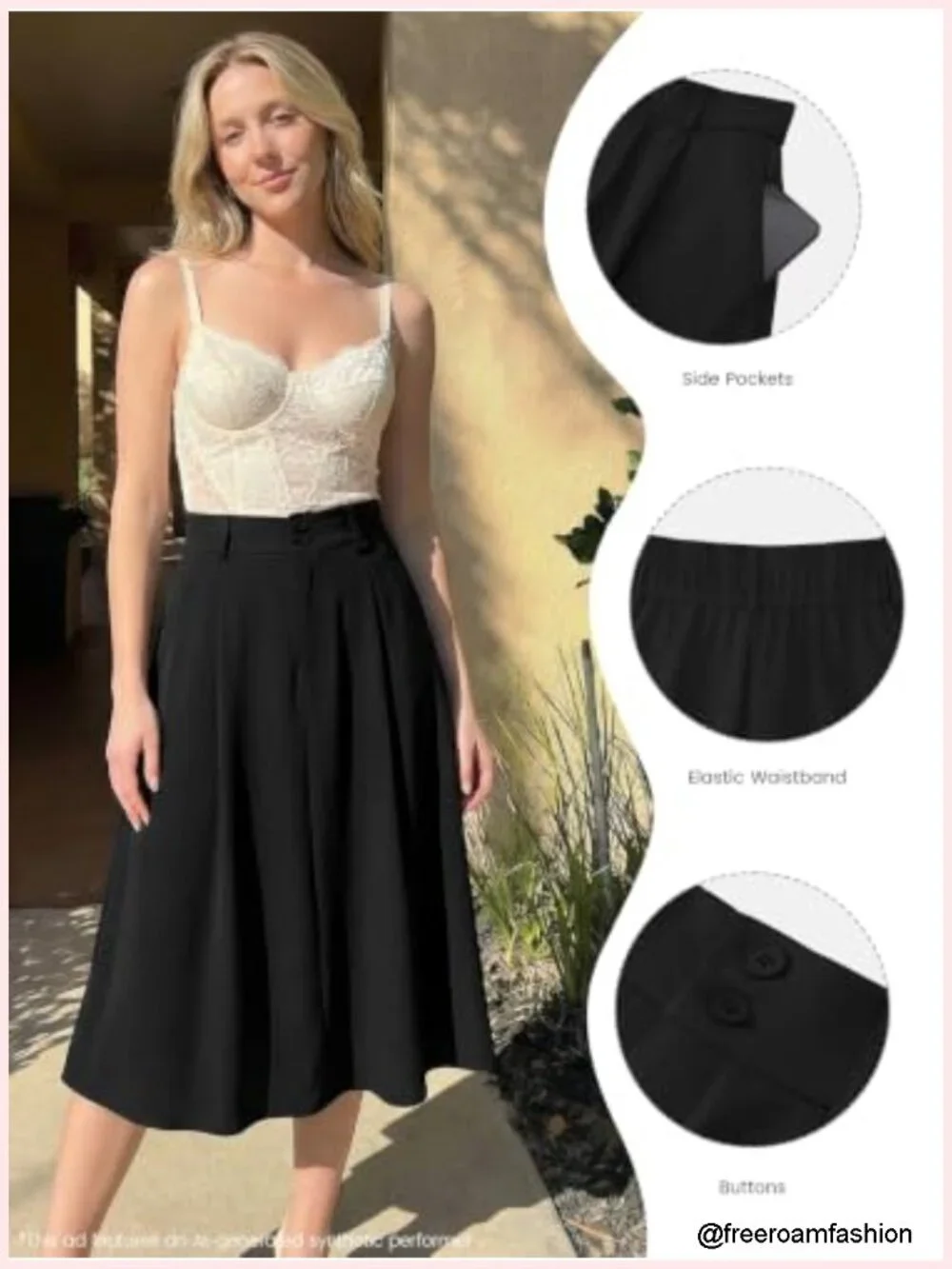 A-Line High Waist Midi Skirt with Pockets for Work Dressy Summer